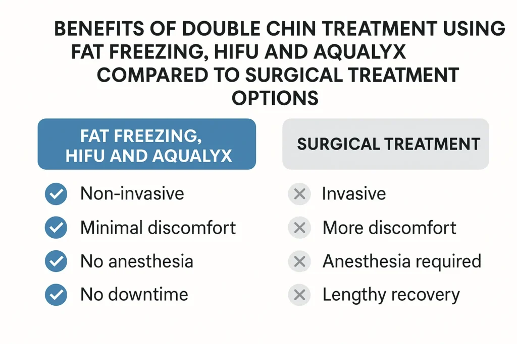 Graphic about the benefits of double chin treatment Binley - from LA LIPO