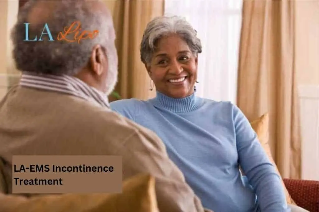 Couple sat smiling at each other - LA-EMS treatment Binley