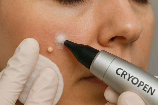 Woman receiving milia removal treatment Binley